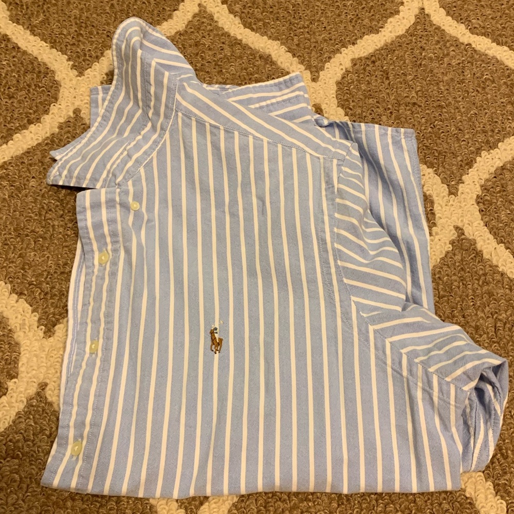 Polo Ralph Lauren button-down shirt blue pinstripe